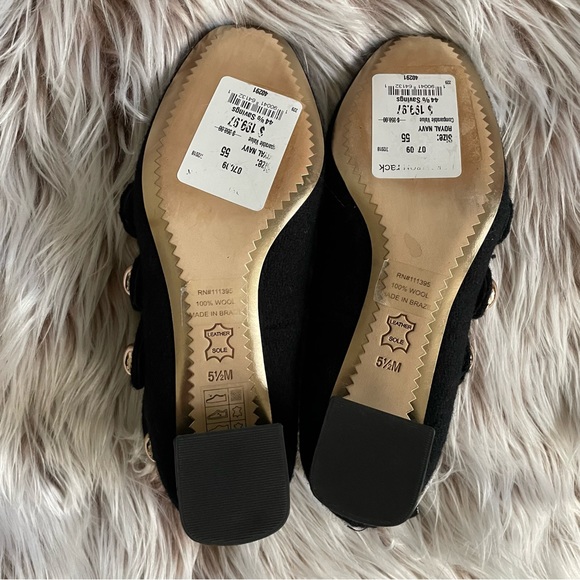 Tory Burch Marisa Low Heel Navy Wool Pumps - Picture 7 of 8